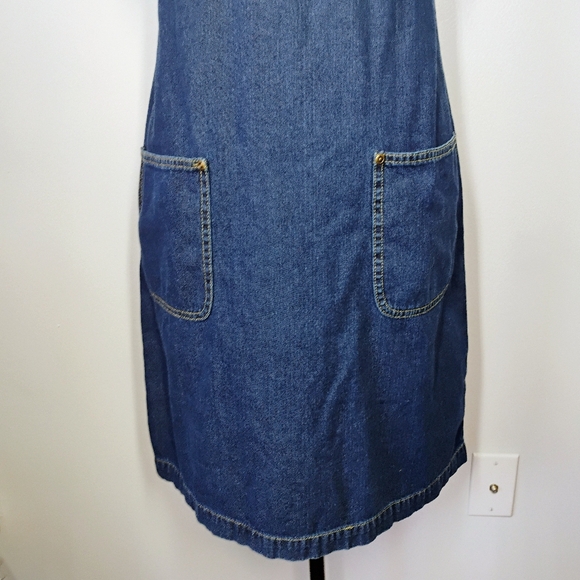 Vintage Liz Claiborne Blue Denim Overall Dress Size 10 Patch Pockets‎ 90s Modest - Picture 3 of 10